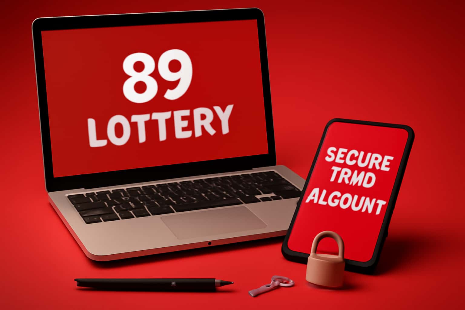 An informational scene illustrating account security measures for the 89 Lottery.