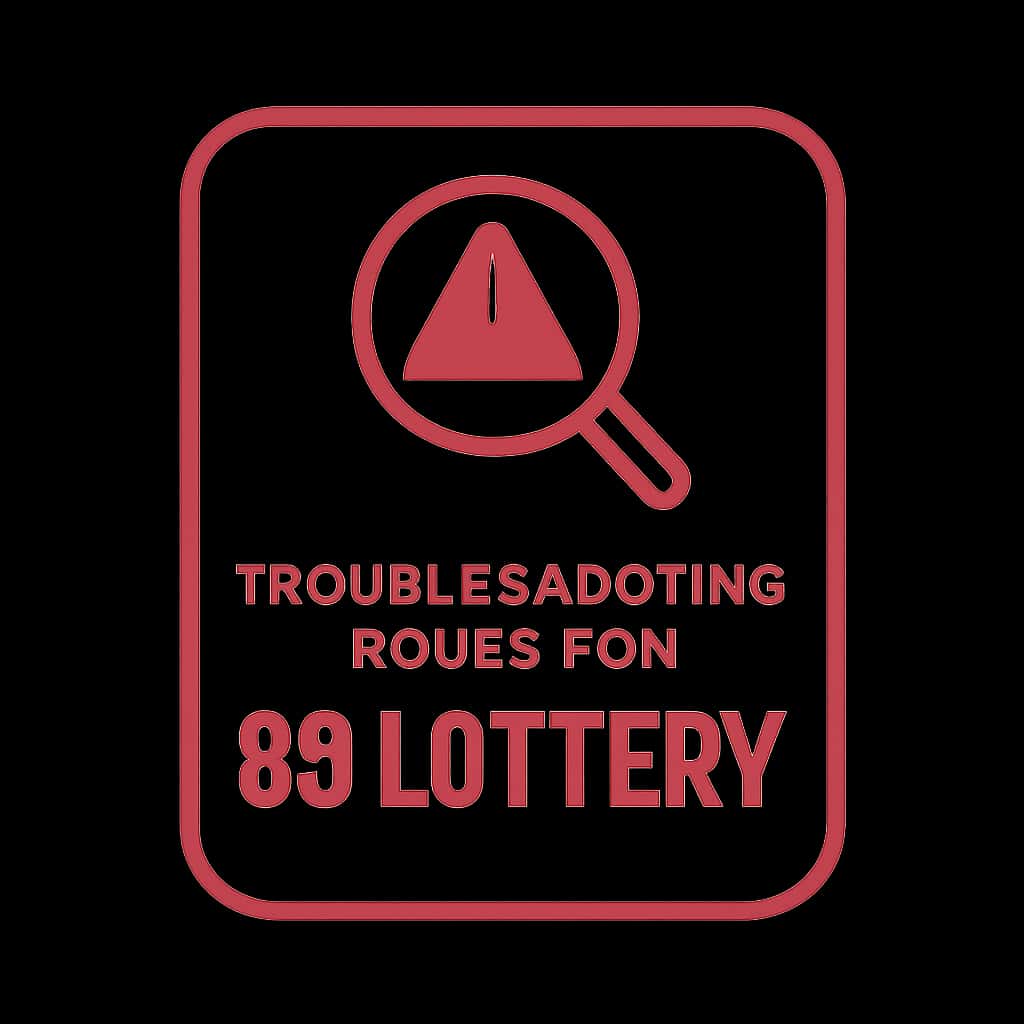 A simple badge illustrating troubleshooting issues for 89 Lottery.